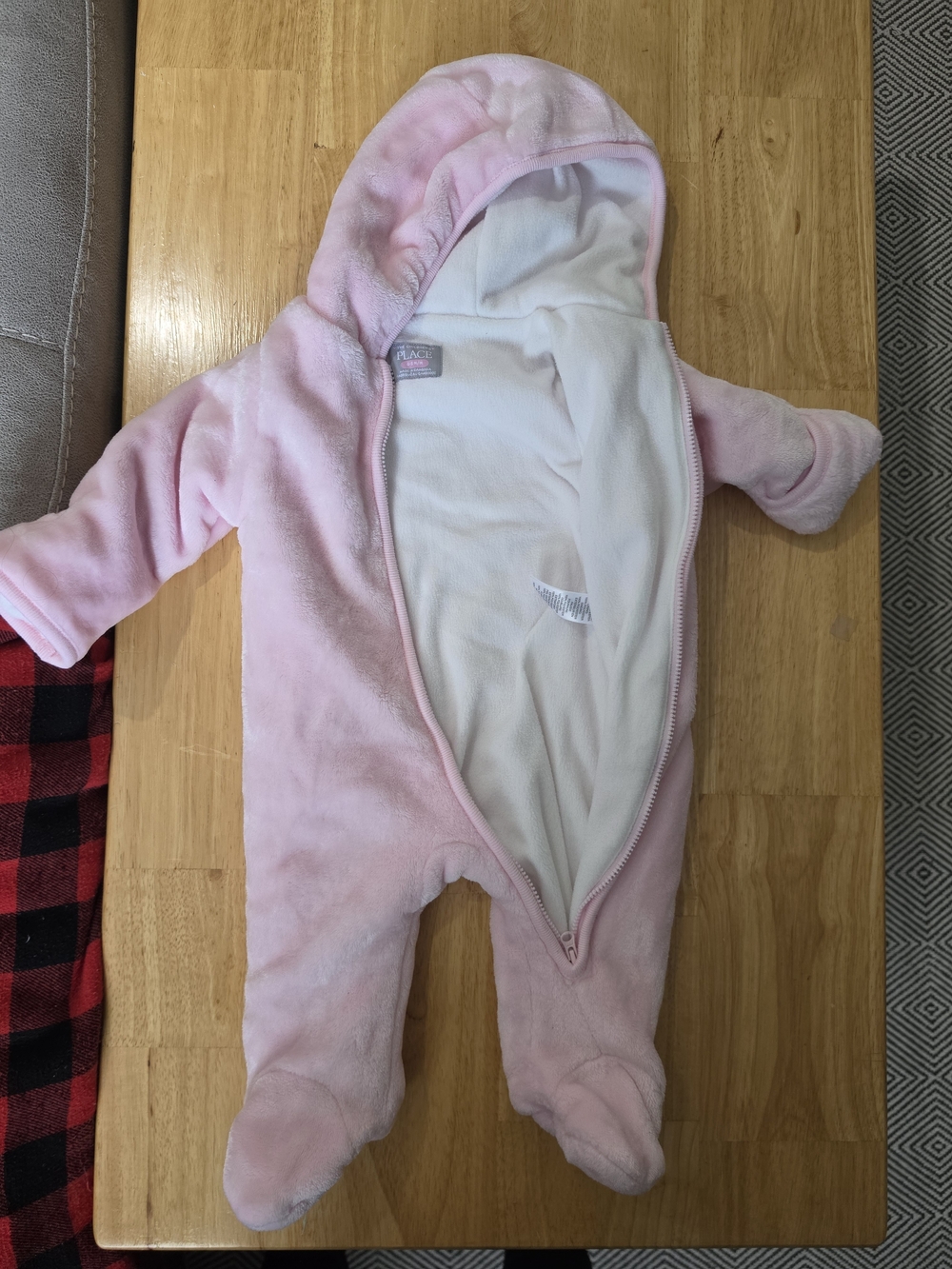 The Children's Place Baby Pink Hooded Fleece One-Piece